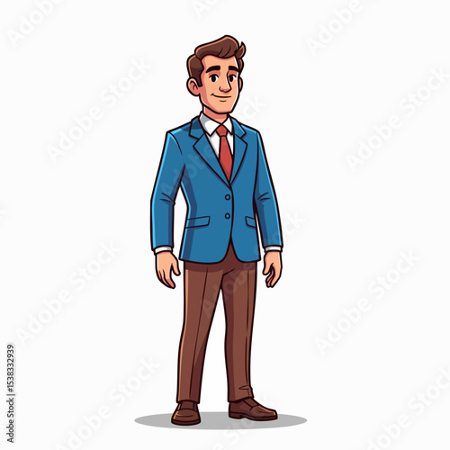 Smiling Professional Businessman Standing Formal Attire