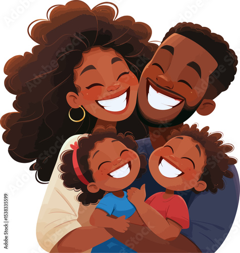 Family Love and Laughter: A close-knit family embraces each other in a heartwarming display of love and laughter. Their joyful smiles reflect the unbreakable bond and happiness they share. 