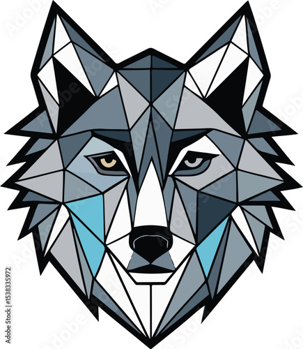 Wolf head created with geomatric shape