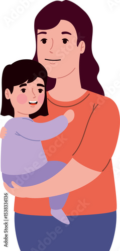 Mother and Child Bond: An illustration showcasing the tender embrace between a mother and her child, capturing a moment of unconditional love, warmth and connection.