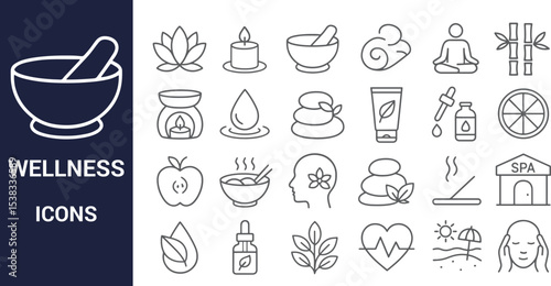 Wellness Icons A Collection of Line Art Graphics for Spa, Meditation, and Holistic Health