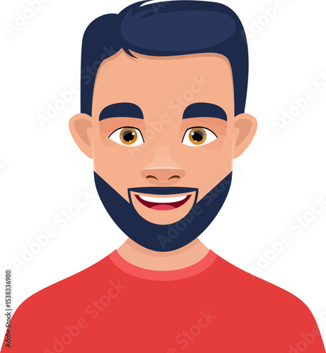 Smiling Male Portrait: A cheerful and stylish man with a groomed beard, beaming with a genuine smile, radiating warmth and approachability.