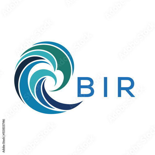 BIR Modern Wave -Inspired Abstract Logo Design BIR Later Logo, with BAA Text on White Background
