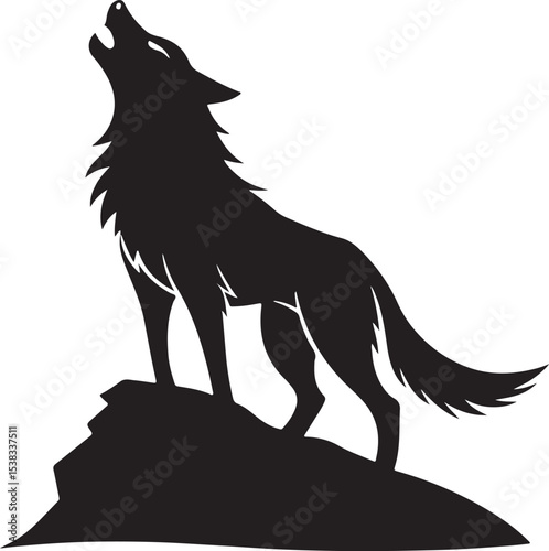 Howling wolf black silhouette icon