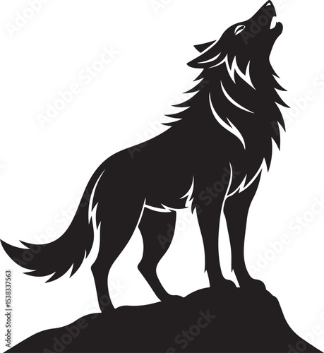 Howling wolf black silhouette icon