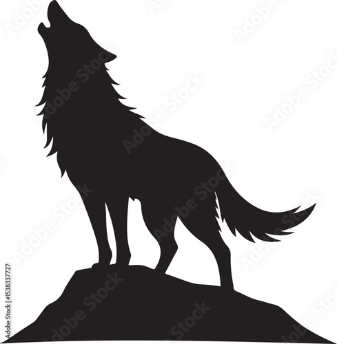 Howling wolf black silhouette icon