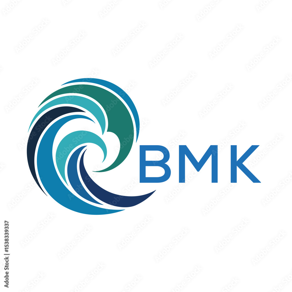 Naklejka premium BMK Modern Wave -Inspired Abstract Logo Design BMK Later Logo, with BAA Text on White Background 