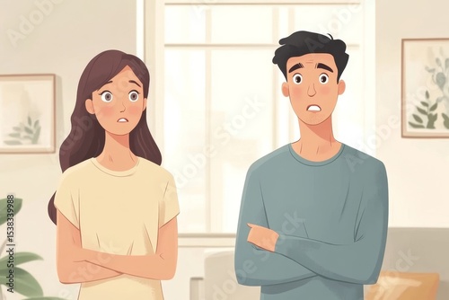 Family relationship problems, angry wife arguing with her husband at home., Generative AI