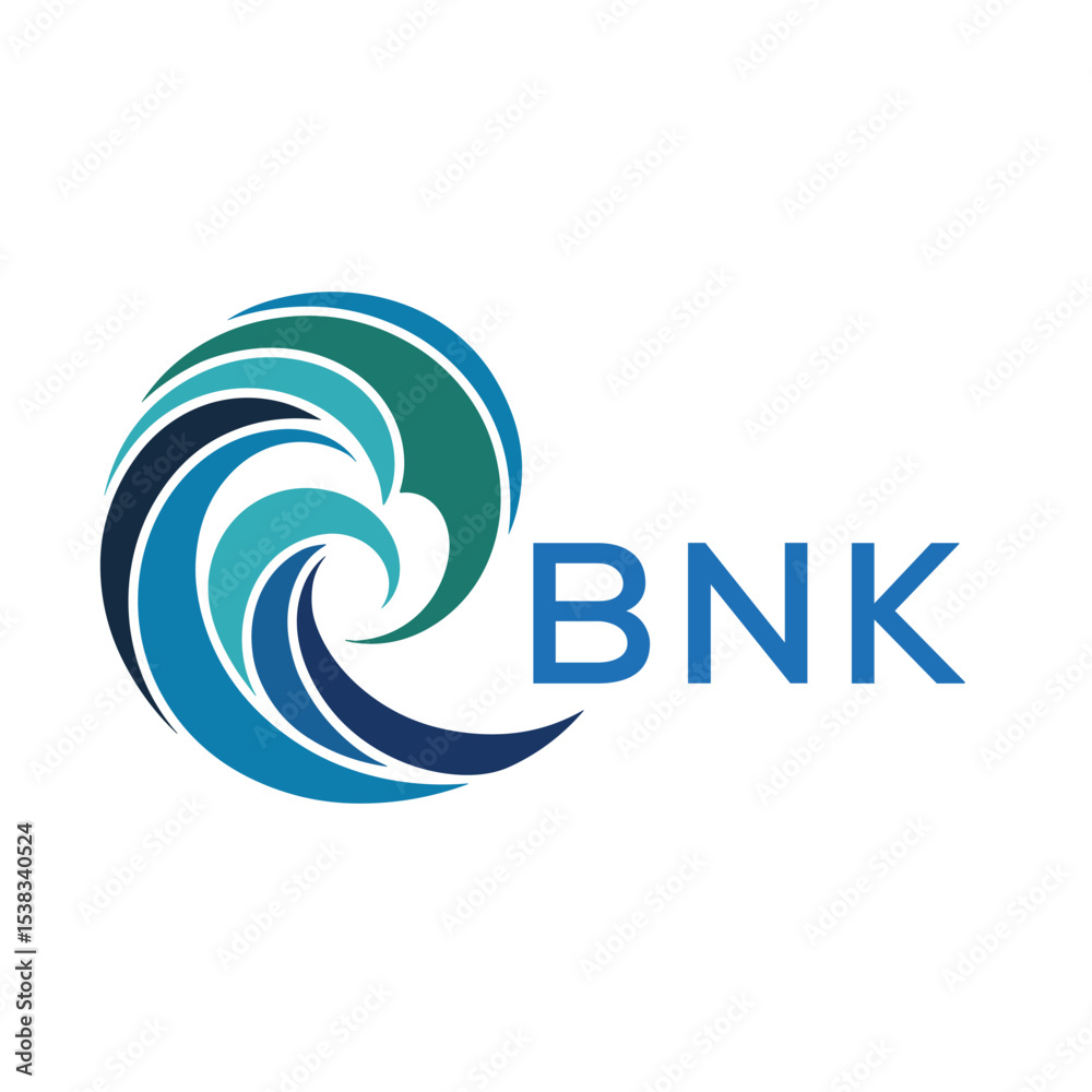 Naklejka premium BNK Modern Wave -Inspired Abstract Logo Design BNK Later Logo, with BAA Text on White Background 