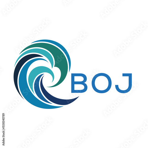 BOJ Modern Wave -Inspired Abstract Logo Design BOJ Later Logo, with BAA Text on White Background
