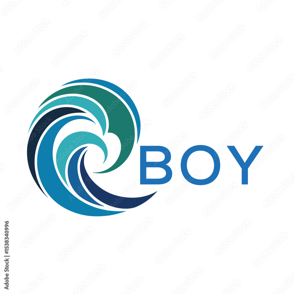Naklejka premium BOY Modern Wave -Inspired Abstract Logo Design BOY Later Logo, with BAA Text on White Background 