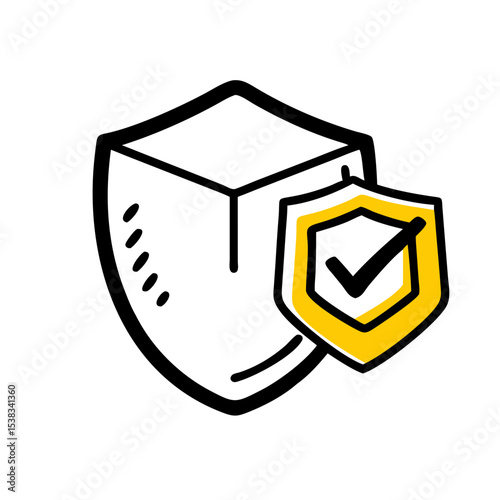 Shield with checkmark safe delivery icon on transparent background for web and graphic design