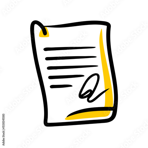 Signed document icon on transparent background for web and graphic design