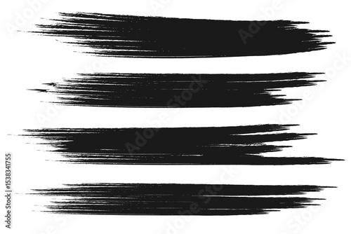 Black brush stroke set isolated on background. Paint brush stroke vector for ink paint, grunge design element, dirt banner, watercolor design, dirty texture.