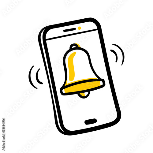 Smartphone ringing with notification on transparent background for web and graphic design