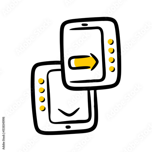 Smartphone with dual side nodes on transparent background for web and graphic design