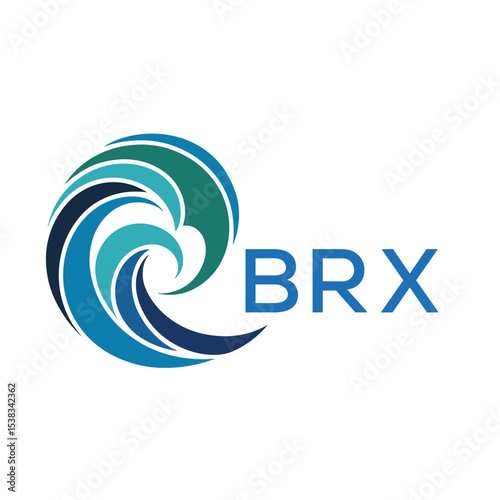 BRX Modern Wave -Inspired Abstract Logo Design BRX Later Logo, with BRX Text on White Background
