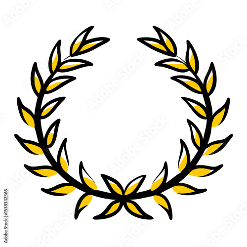 Spiky floral wreath icon on transparent background for web and graphic design