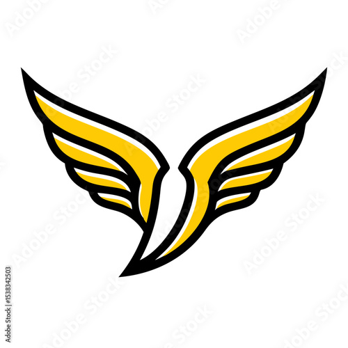 Streamlined avian wing icon on transparent background for web and graphic design