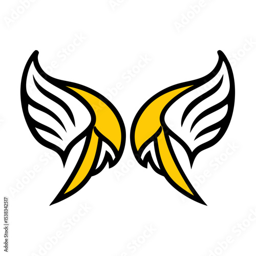 Stylized bird wing duo icon on transparent background for web and graphic design