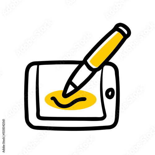 Stylus with tablet icon on transparent background for web and graphic design