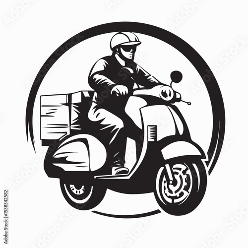 Delivery Motorcycle Service Vector Image Isolated on white background.