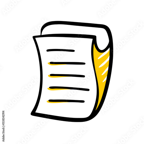 Text document icon on transparent background for web and graphic design