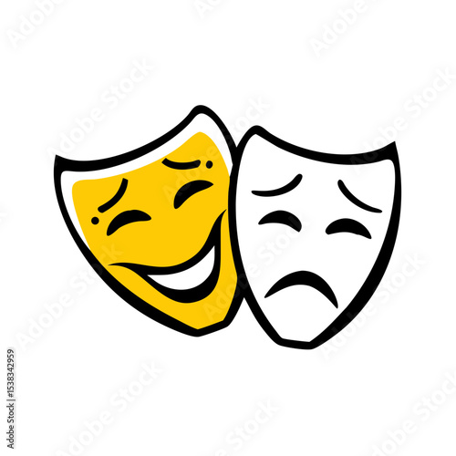 Theater masks entertainment icon on transparent background for web and graphic design
