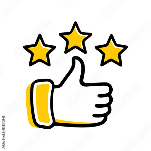 Thumbs up review icon on transparent background for web and graphic design