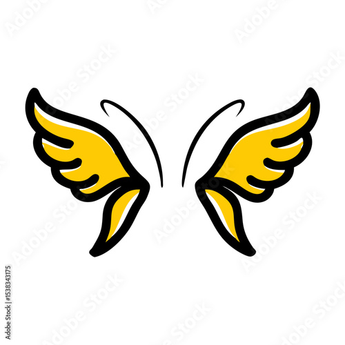 Twin flutter wings with spacing icon on transparent background for web and graphic design