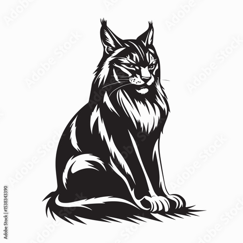 Bobcat Silhouette Images. Bobcat silhouette vector illustration on white background