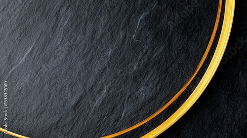 Elegant gold circular design on a textured black slate background, perfect for modern invitations