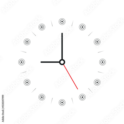 Analog clock interface on white background. linear analog clock concept. wall clock interface
