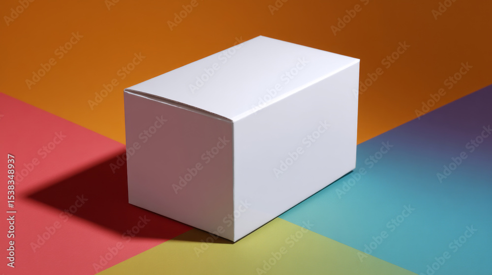Fototapeta premium Minimalistic packaging box on a vibrant colorful surface