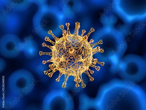 Hepatitis Virus Molecular Structure in Golden Wireframe