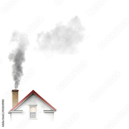 Kentucky shaped smoke from house chimney isolated on a white background