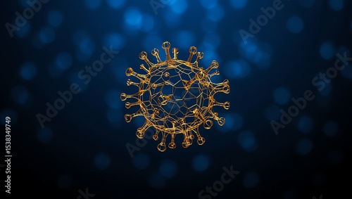 Hepatitis Virus Molecular Structure in Golden Wireframe