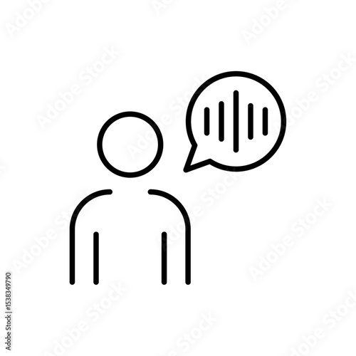 Editable stroke line icons with voice recognition technology arranged separately on transparent background flat vector illustration