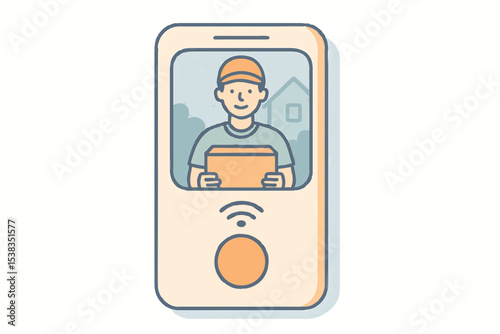 Online Delivery Service Courier Man Smartphone Mobile App Order







