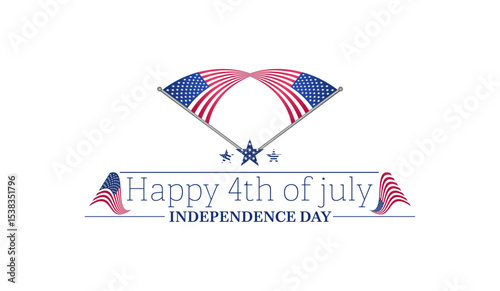 Retro style abstract memorial day concept vector design icon, happy 4th july text. Usa freedom day design banner to use for 4th july independence day projects. 