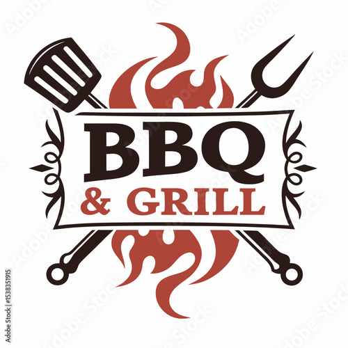 Vintage BBQ and Grill Logo Design.