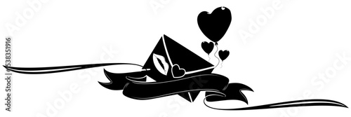 Silhouette of letter paper and lips for international kissing day