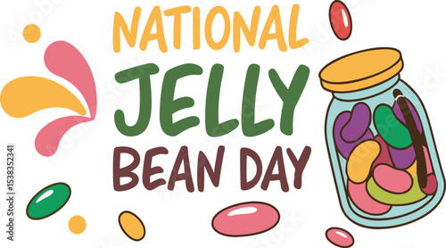 National jelly bean day card with colorful beans and festive design