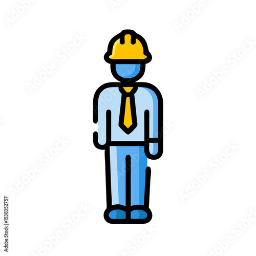 Full Body Construction Worker Vector Illustration – Builder in Hard Hat with Safety Vest and Clipboard, Perfect for Architect, Civil Engineer, Site Supervisor, Project Manager, or Industrial Icon