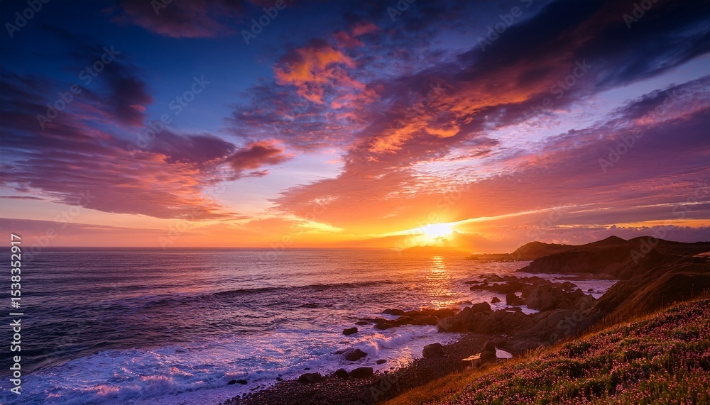 Obraz premium landscape of sunset sky on the coast