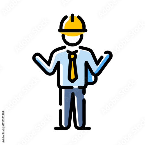 Full Body Construction Worker Vector Illustration – Builder in Hard Hat with Safety Vest and Clipboard, Perfect for Architect, Civil Engineer, Site Supervisor, Project Manager, or Industrial Icon