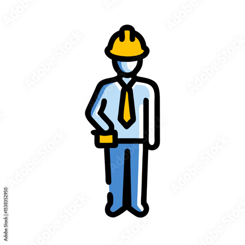 Full Body Construction Worker Vector Illustration – Builder in Hard Hat with Safety Vest and Clipboard, Perfect for Architect, Civil Engineer, Site Supervisor, Project Manager, or Industrial Icon