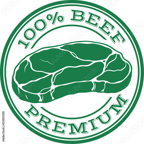 100% Beef Meat. Vector Stamp.
