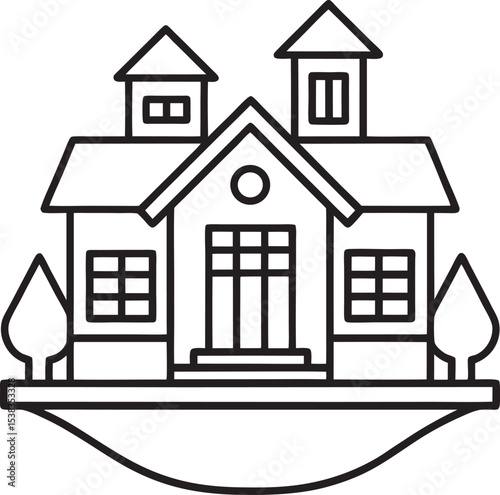 Real estate icon set line art vector 