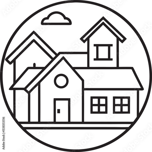 Real estate icon set line art vector 